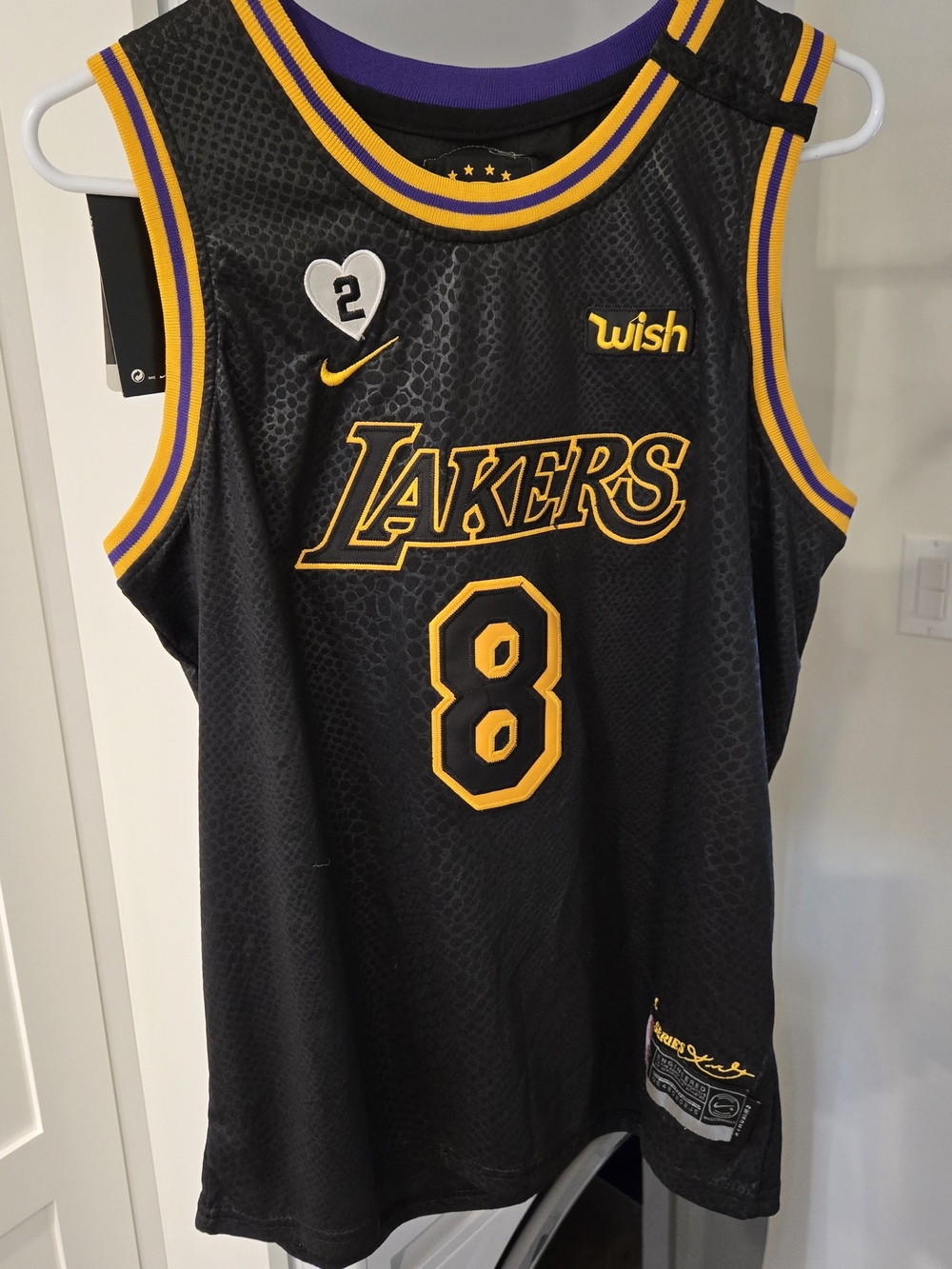 NBA Los Angeles Lakers Black and Gold Jersey #8